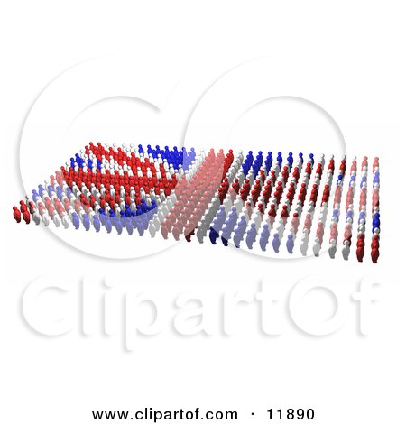 Blue and White People Forming a Union Jack Flag Clipart Illustration by AtStockIllustration