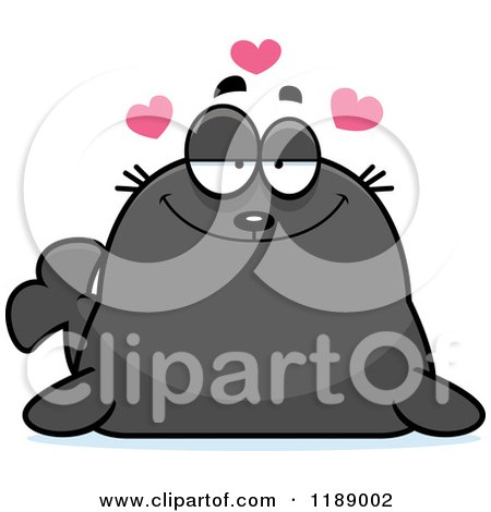 Cartoon of a Loving Seal - Royalty Free Vector Clipart by Cory Thoman