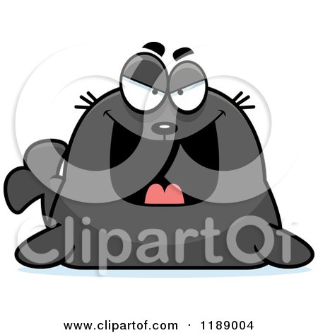 Cartoon of a Grinning Evil Seal - Royalty Free Vector Clipart by Cory Thoman