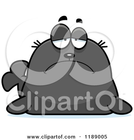 Cartoon of a Depressed Seal - Royalty Free Vector Clipart by Cory Thoman