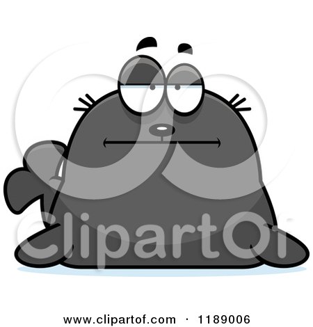 Cartoon of a Bored Seal - Royalty Free Vector Clipart by Cory Thoman