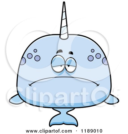 Cartoon of a Depressed Narwhal - Royalty Free Vector Clipart by Cory Thoman