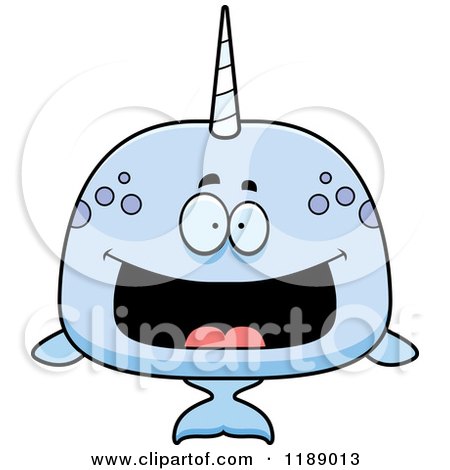 Cartoon of a Happy Grinning Narwhal - Royalty Free Vector Clipart by Cory Thoman