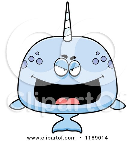 Cartoon of a Grinning Evil Narwhal - Royalty Free Vector Clipart by Cory Thoman