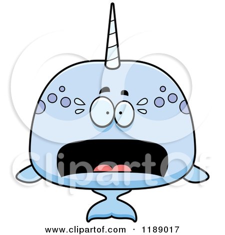 Cartoon of a Scared Narwhal - Royalty Free Vector Clipart by Cory Thoman