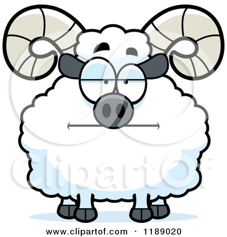 Cartoon of a Bored Ram Mascot - Royalty Free Vector Clipart by Cory Thoman