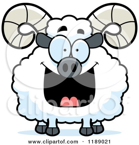 Cartoon of a Happy Grinning Ram Mascot - Royalty Free Vector Clipart by Cory Thoman