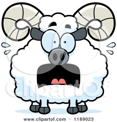Cartoon of a Scared Ram Mascot - Royalty Free Vector Clipart by Cory Thoman