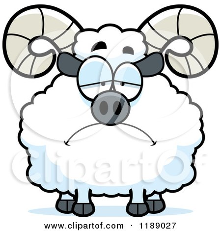 Cartoon of a Depressed Ram Mascot - Royalty Free Vector Clipart by Cory Thoman