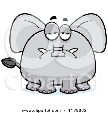 Cartoon of a Depressed Elephant Mascot - Royalty Free Vector Clipart by Cory Thoman