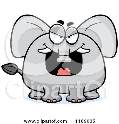 Cartoon of a Grinning Evil Elephant Mascot - Royalty Free Vector Clipart by Cory Thoman
