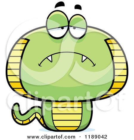 Cartoon of a Depressed Cobra Snake Mascot - Royalty Free Vector Clipart by Cory Thoman