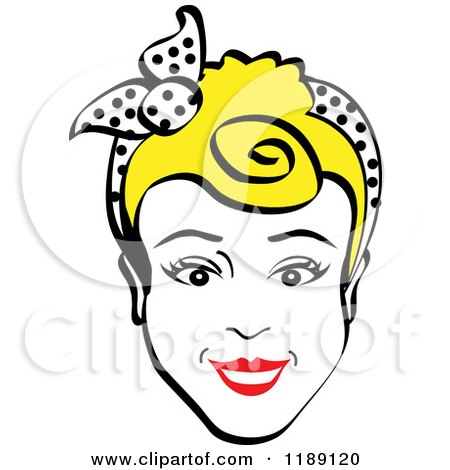 Clipart of a Happy Retro Blond Woman Smiling and Wearing a Scarf in Her Hair - Royalty Free Vector Illustration by Andy Nortnik