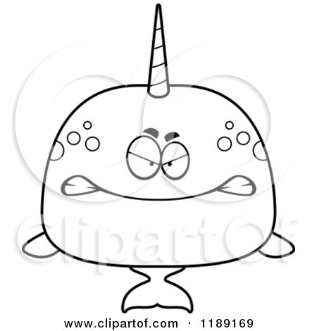 Cartoon of a Black And White Mad Narwhal - Royalty Free Vector Clipart by Cory Thoman