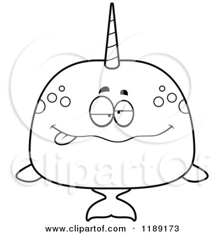 Cartoon of a Black And White Drunk Narwhal - Royalty Free Vector Clipart by Cory Thoman