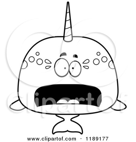 Cartoon of a Black And White Scared Narwhal - Royalty Free Vector Clipart by Cory Thoman