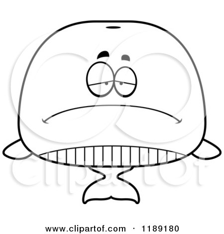 Cartoon of a Black And White Depressed Whale Mascot - Royalty Free Vector Clipart by Cory Thoman