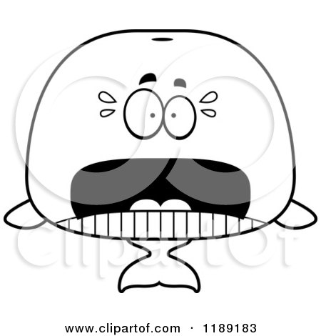 Cartoon of a Black And White Scared Whale Mascot - Royalty Free Vector Clipart by Cory Thoman