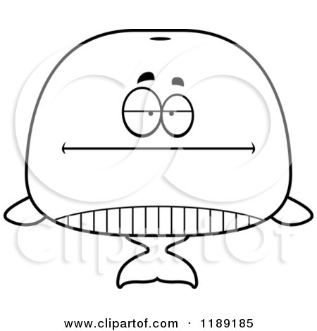 Cartoon of a Black And White Bored Whale Mascot - Royalty Free Vector Clipart by Cory Thoman