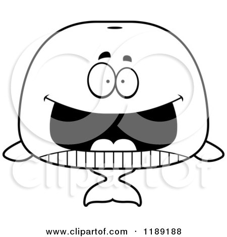 Cartoon of a Black And White Grinning Whale Mascot - Royalty Free Vector Clipart by Cory Thoman