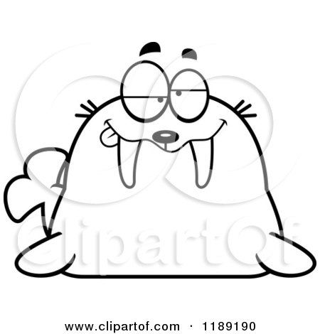 Cartoon of a Black and White Drunk Walrus Mascot - Royalty Free Vector Clipart by Cory Thoman