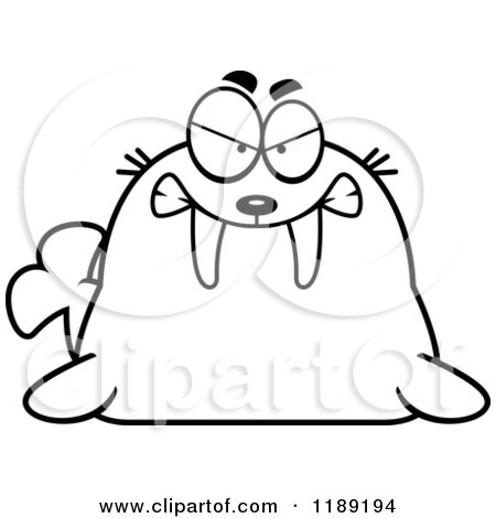 Cartoon of a Black and White Mad Walrus Mascot - Royalty Free Vector Clipart by Cory Thoman