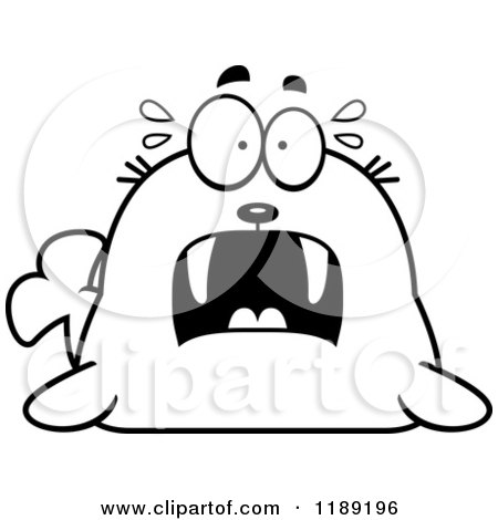 Cartoon of a Black and White Scared Walrus Mascot - Royalty Free Vector Clipart by Cory Thoman