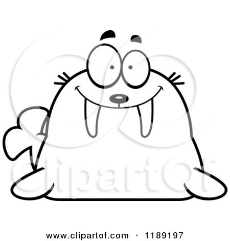 Cartoon of a Black and White Happy Walrus Mascot - Royalty Free Vector Clipart by Cory Thoman
