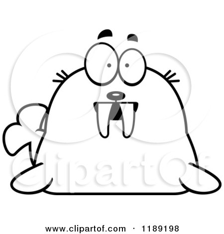 Cartoon of a Black and White Surprised Walrus Mascot - Royalty Free Vector Clipart by Cory Thoman