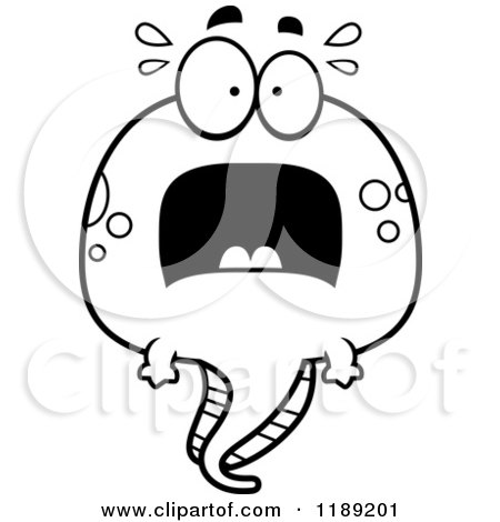 Cartoon of a Black And White Scared Tadpole Mascot - Royalty Free Vector Clipart by Cory Thoman