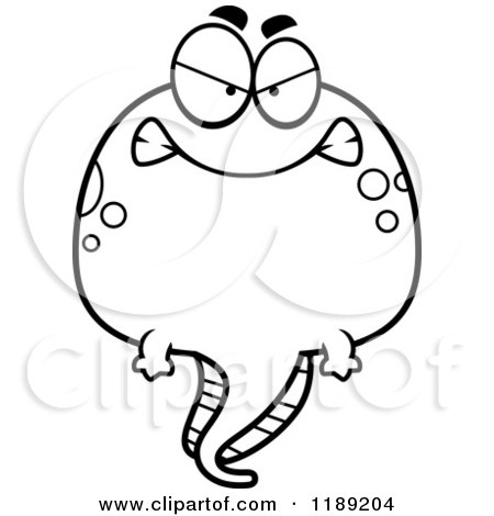 Cartoon of a Black And White Mad Tadpole Mascot - Royalty Free Vector Clipart by Cory Thoman