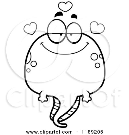 Cartoon of a Black And White Loving Tadpole Mascot - Royalty Free Vector Clipart by Cory Thoman