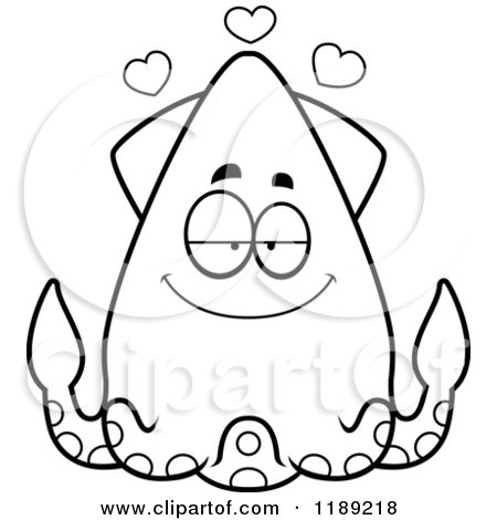 Cartoon of a Black and White Loving Squid - Royalty Free Vector Clipart by Cory Thoman