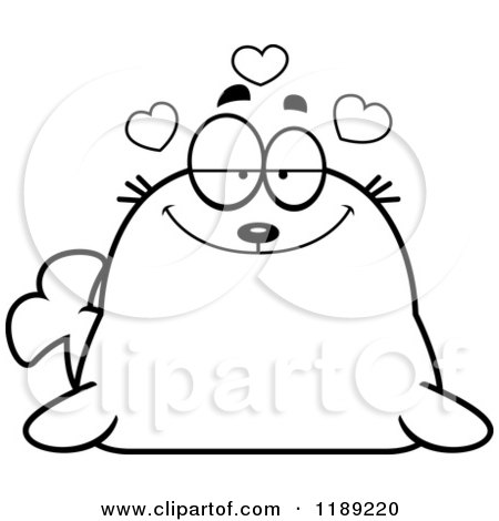 Cartoon of a Black and White Loving Seal - Royalty Free Vector Clipart by Cory Thoman