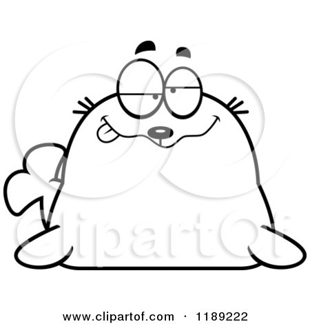 Cartoon of a Black and White Drunk Seal - Royalty Free Vector Clipart by Cory Thoman