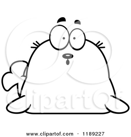 Cartoon of a Black and White Surprised Seal - Royalty Free Vector Clipart by Cory Thoman