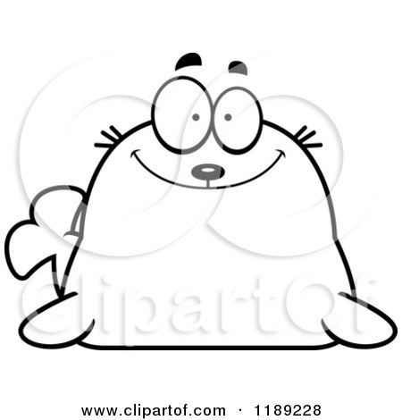 Cartoon of a Black and White Happy Seal - Royalty Free Vector Clipart by Cory Thoman