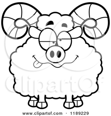 Cartoon of a Black and White Drunk Ram Mascot - Royalty Free Vector Clipart by Cory Thoman