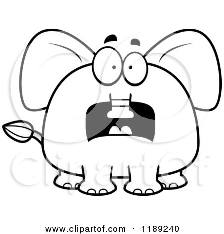 Cartoon of a Black and White Scared Elephant Mascot - Royalty Free Vector Clipart by Cory Thoman
