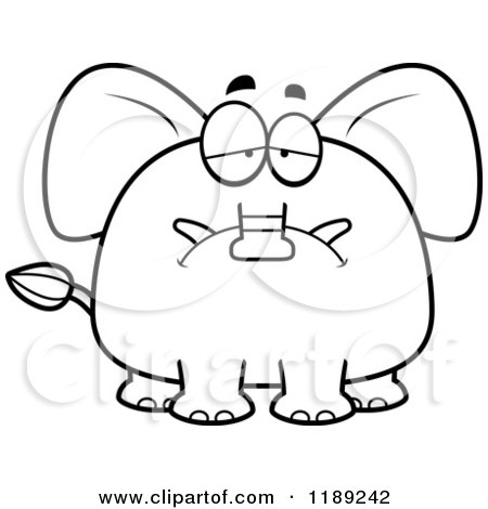 Cartoon of a Black and White Depressed Elephant Mascot - Royalty Free Vector Clipart by Cory Thoman