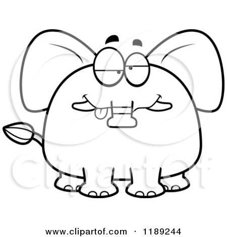 Cartoon of a Black and White Drunk Elephant Mascot - Royalty Free Vector Clipart by Cory Thoman