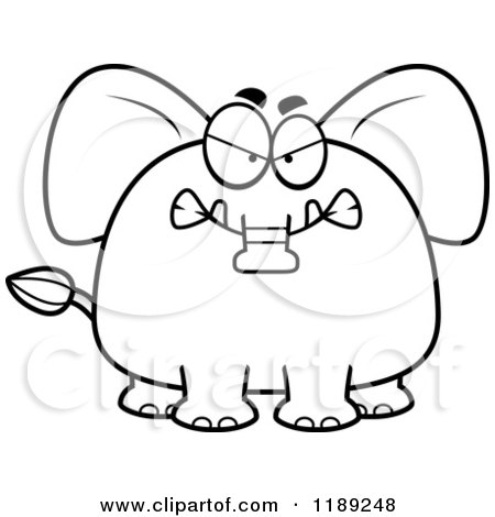 Cartoon of a Black and White Mad Elephant Mascot - Royalty Free Vector Clipart by Cory Thoman