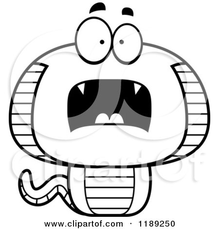Cartoon of a Black and White Scared Cobra Snake Mascot - Royalty Free Vector Clipart by Cory Thoman