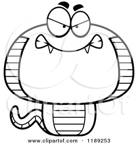 Cartoon of a Black and White Mad Cobra Snake Mascot - Royalty Free Vector Clipart by Cory Thoman