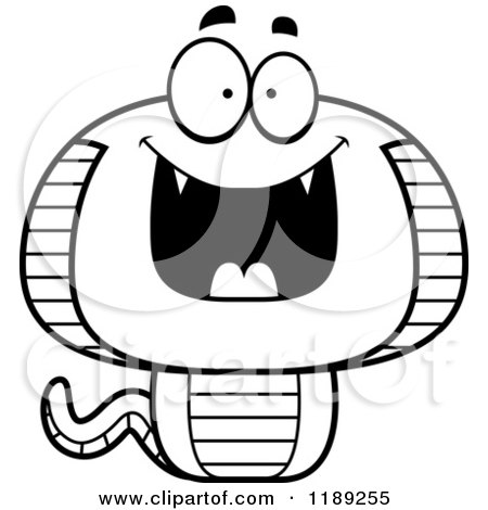 Cartoon of a Black and White Grinning Cobra Snake Mascot - Royalty Free Vector Clipart by Cory Thoman