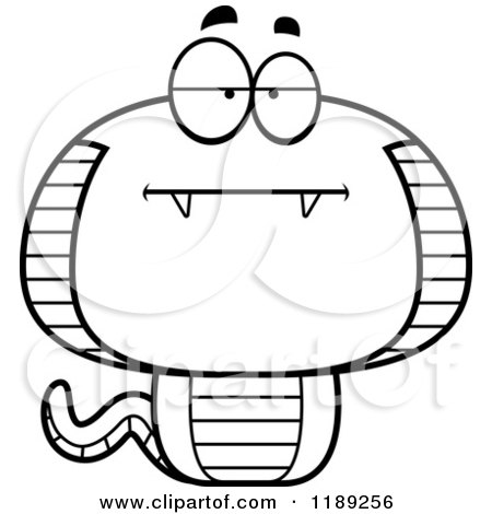 Cartoon of a Black and White Bored or Skeptical Cobra Snake Mascot - Royalty Free Vector Clipart by Cory Thoman