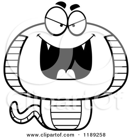 Cartoon of a Black and White Grinning Evil Cobra Snake Mascot - Royalty Free Vector Clipart by Cory Thoman