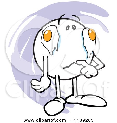 Cartoon of a Moodie Character with Egg on His Face, over Purple - Royalty Free Vector Clipart by Johnny Sajem