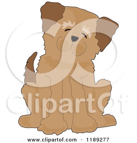 Cartoon of a Happy Brown Dog Sitting and Tilting His Head - Royalty Free Vector Clipart by Maria Bell