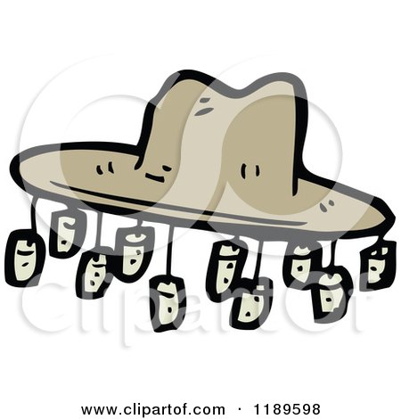 Cartoon of an Australian Cork Hat - Royalty Free Vector Illustration by lineartestpilot